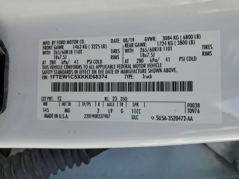 2019 FORD F150 SUPERCREW  