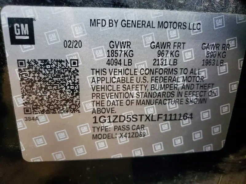 2020 CHEVROLET MALIBU LT  