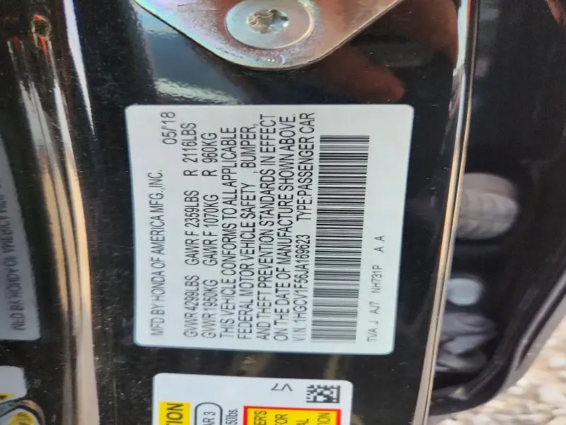 2018 HONDA ACCORD EXL  