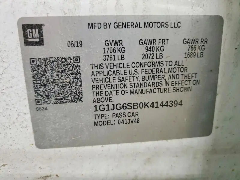 2019 CHEVROLET SONIC   