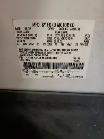 2015 FORD EXPLORER SPORT  