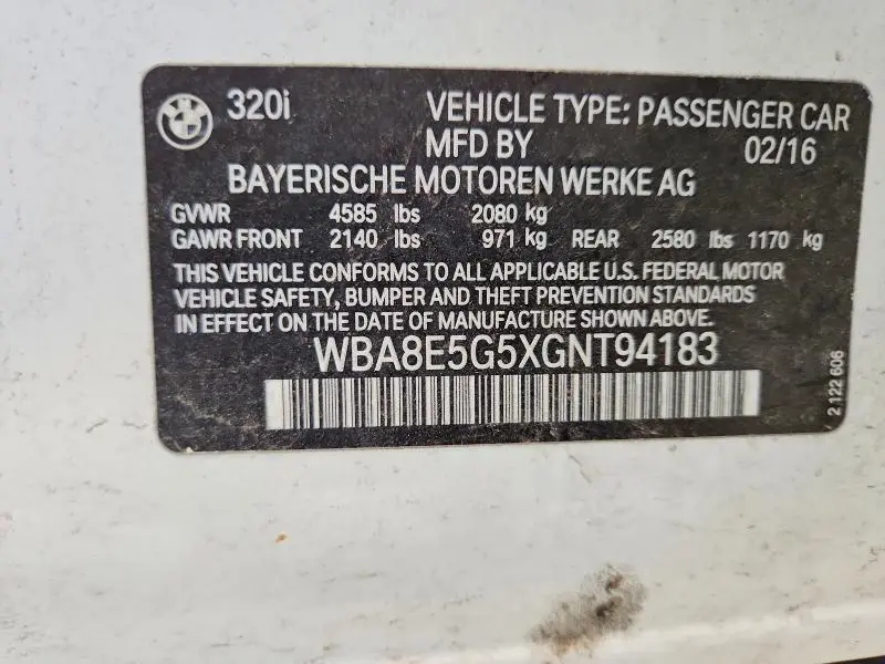 2016 BMW 320 XI  