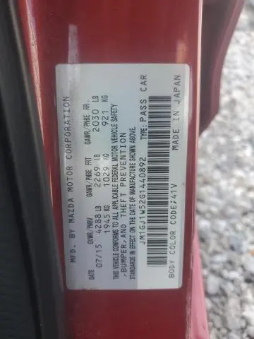 2016 MAZDA 6 GRAND TOURING  