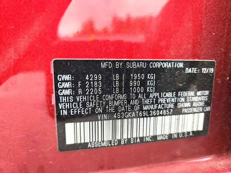 2020 SUBARU IMPREZA LIMITED  