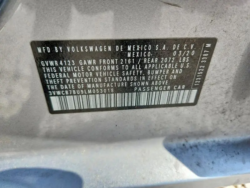 2020 VOLKSWAGEN JETTA S  