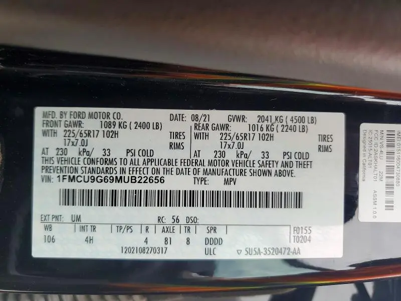 2021 FORD ESCAPE SE  