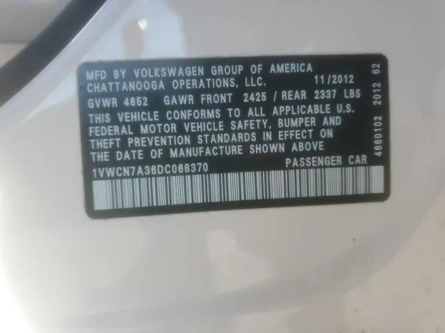 2013 VOLKSWAGEN PASSAT SEL  