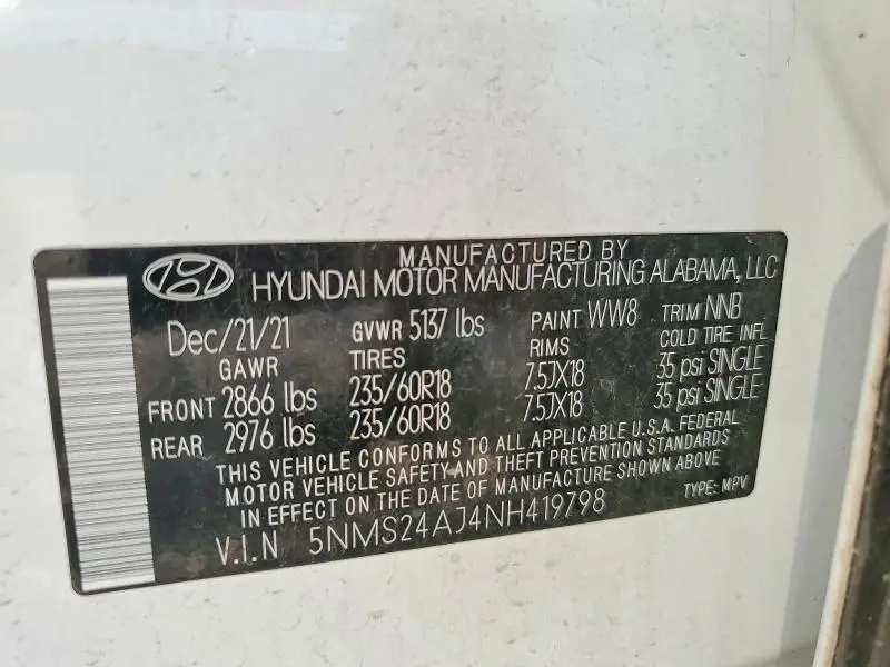 2022 HYUNDAI SANTA FE SEL  