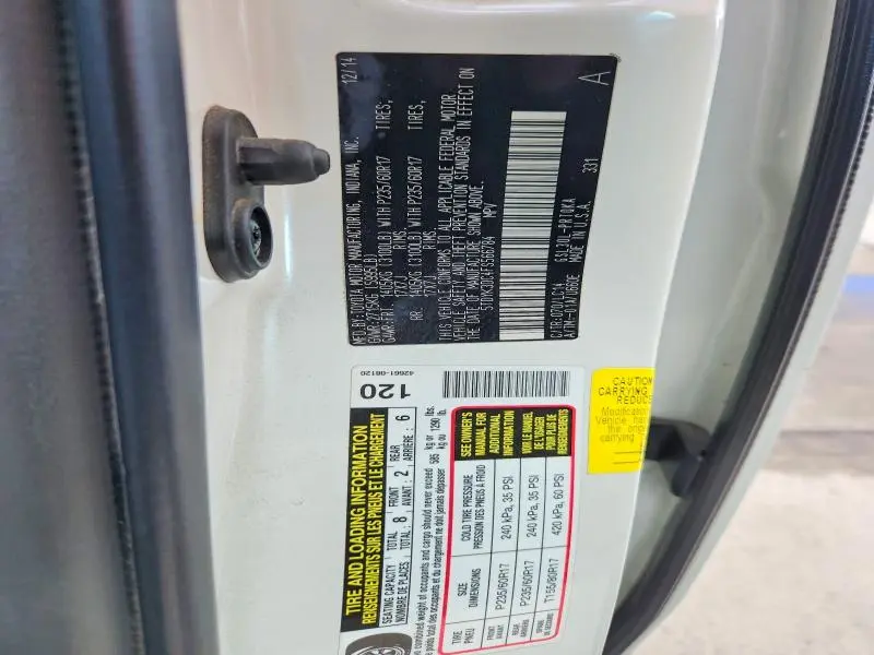 2015 TOYOTA SIENNA XLE 8-PASSENGER  