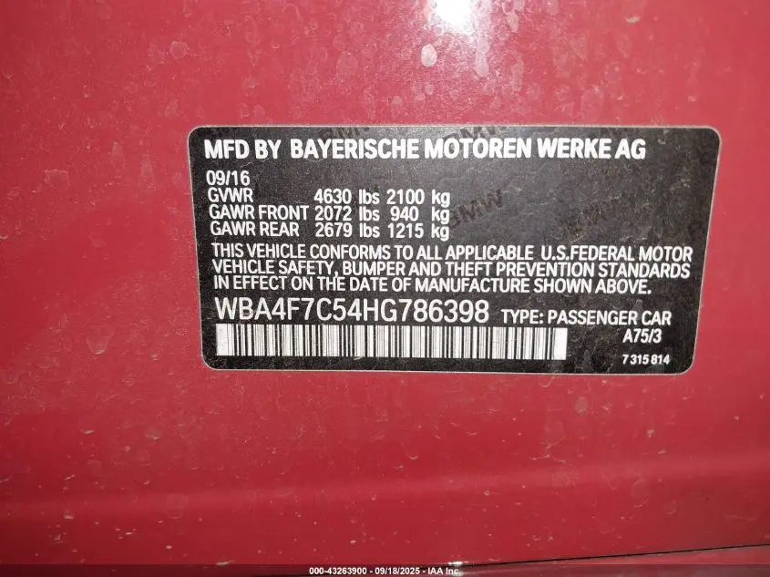 2017 BMW 430I GRAN COUPE  