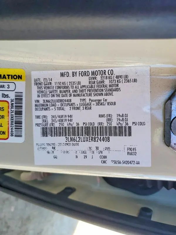 2014 LINCOLN MKZ HYBRID  