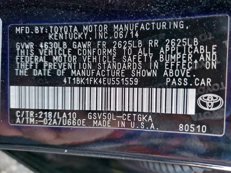 2014 TOYOTA CAMRY SE  