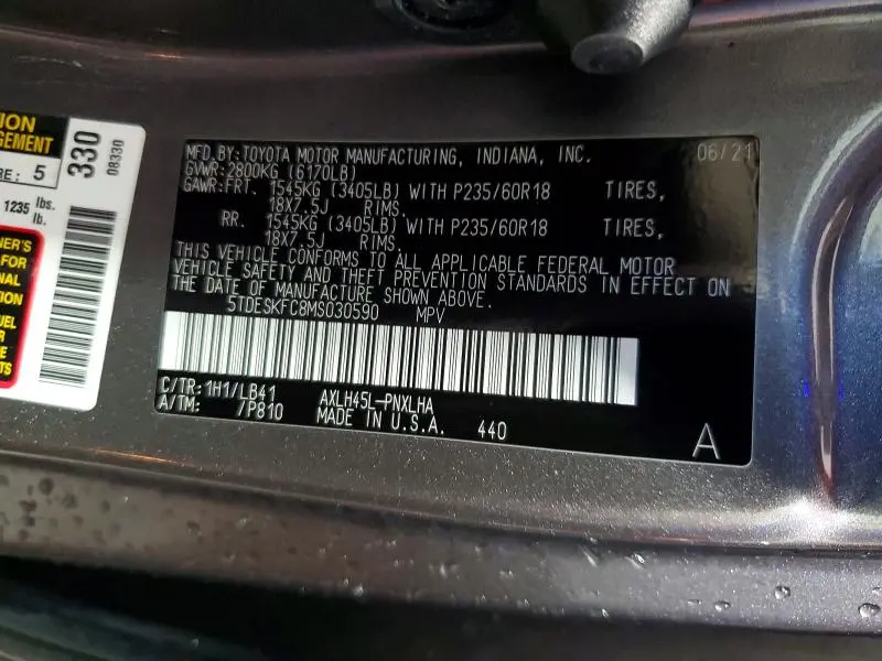 2021 TOYOTA SIENNA PLATINUM 7-PASSENGER  