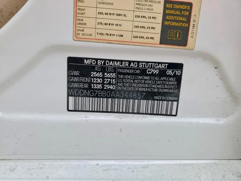 2010 MERCEDES-BENZ S 550  