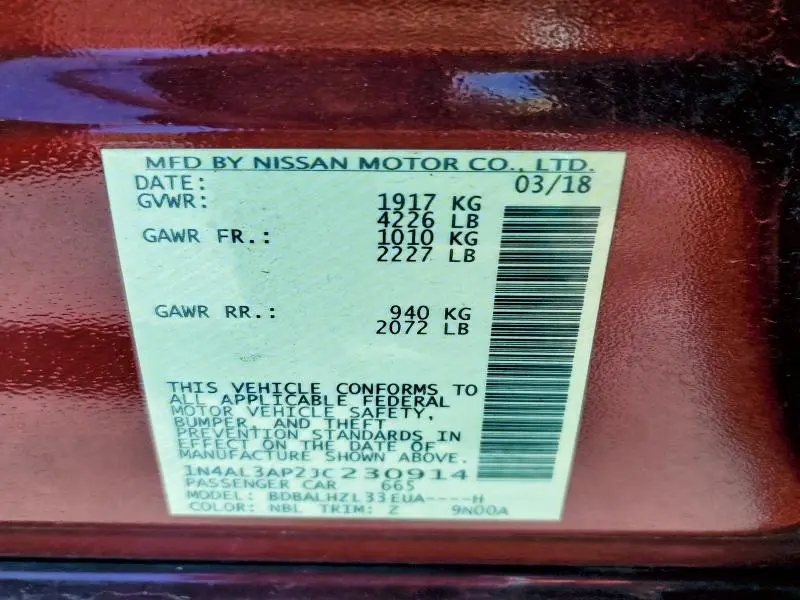 2018 NISSAN ALTIMA 2.5  