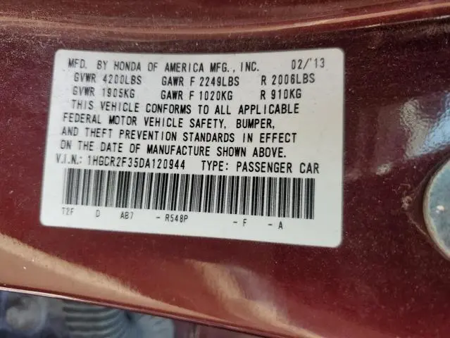 2013 HONDA ACCORD LX