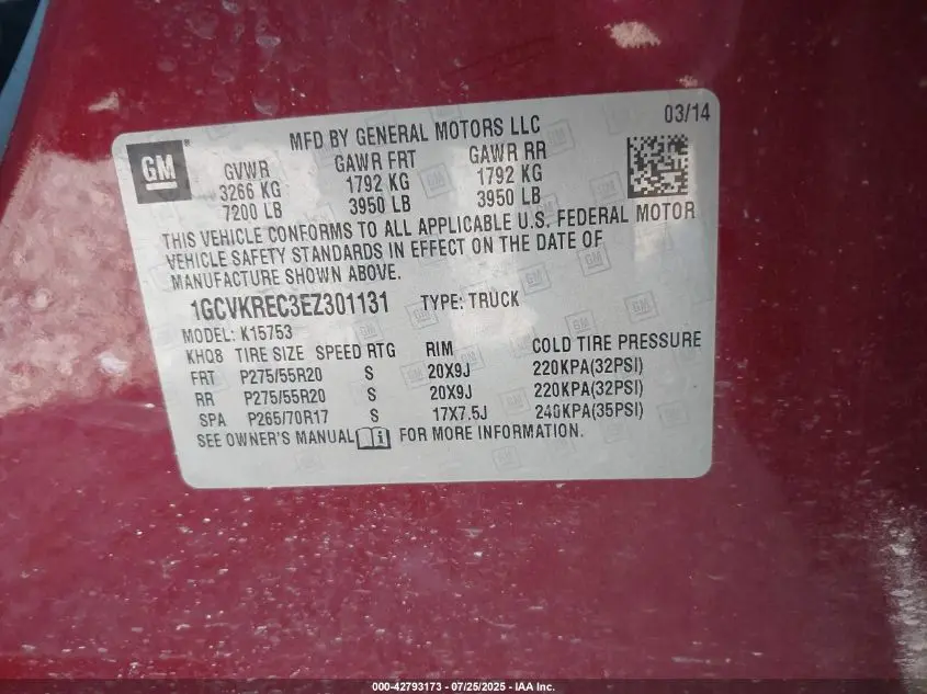 2014 CHEVROLET SILVERADO 1500 1LT