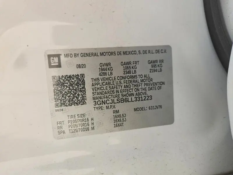 2020 CHEVROLET TRAX 1LT  
