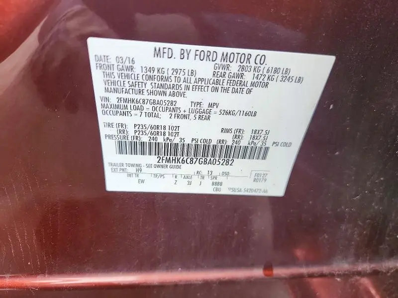 2016 FORD FLEX SEL  