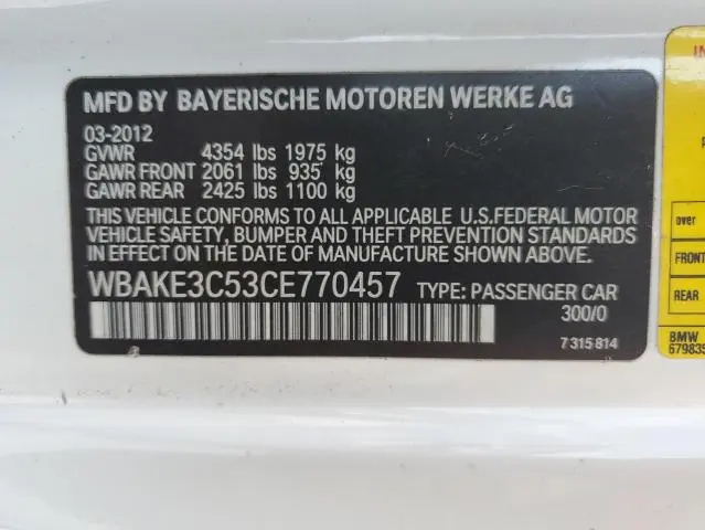 2012 BMW 328 I  