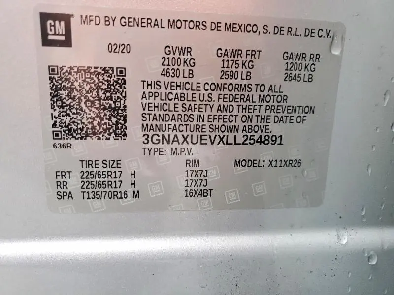 2020 CHEVROLET EQUINOX LT  