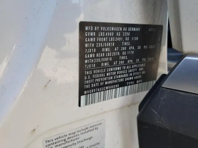 2012 VOLKSWAGEN TIGUAN S