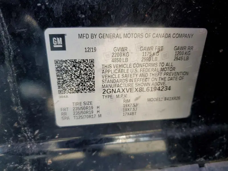 2020 CHEVROLET EQUINOX LT  