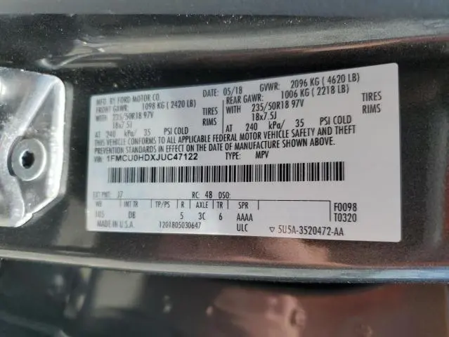 2018 FORD ESCAPE SEL  