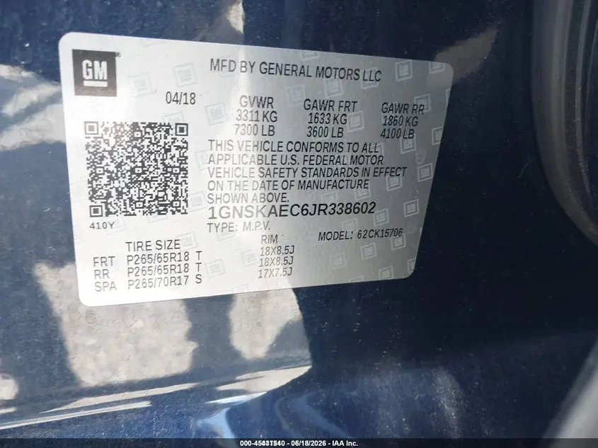 2018 CHEVROLET TAHOE LS