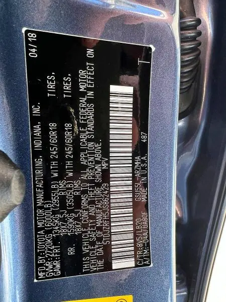 2018 TOYOTA HIGHLANDER XLE  