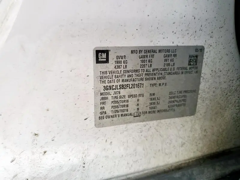 2015 CHEVROLET TRAX 1LT  
