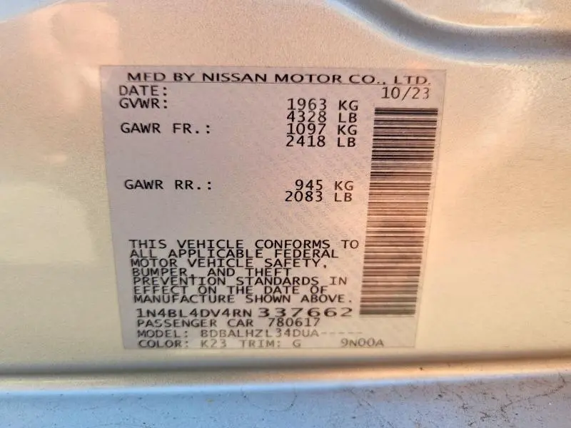 2024 NISSAN ALTIMA SV  
