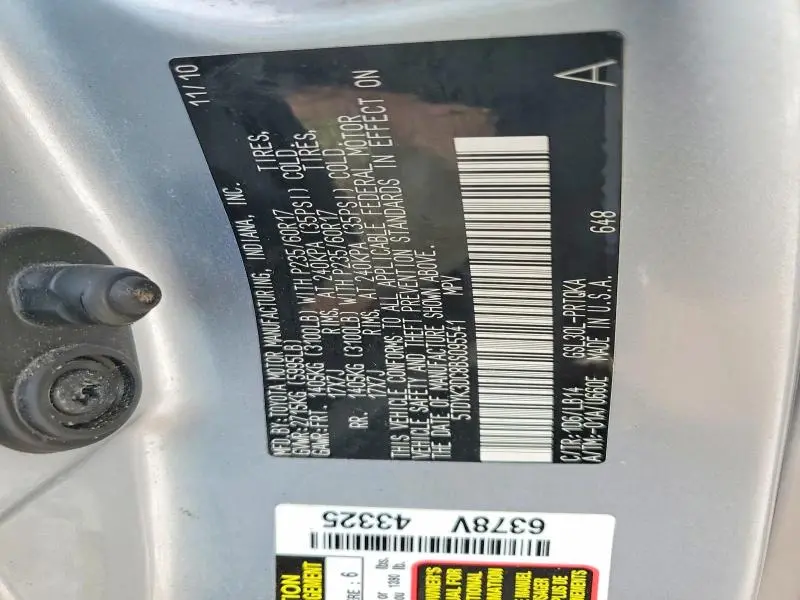2011 TOYOTA SIENNA XLE 8-PASSENGER  
