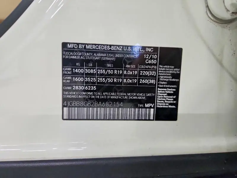 2011 MERCEDES-BENZ ML 350 4MATIC  
