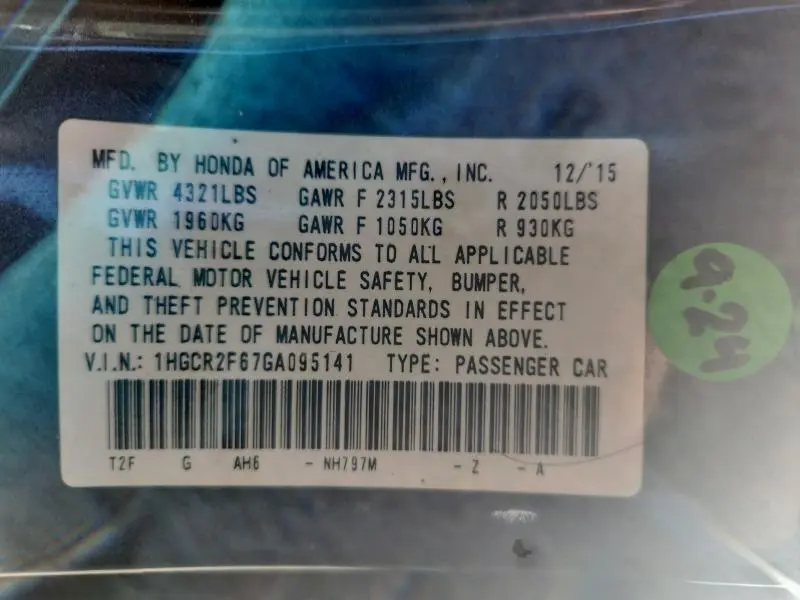 2016 HONDA ACCORD SPORT  