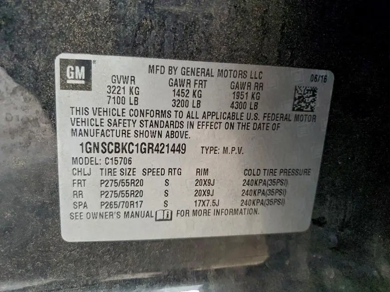 2016 CHEVROLET TAHOE C1500 LT  