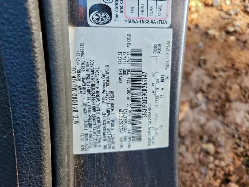 2012 FORD FUSION SEL  