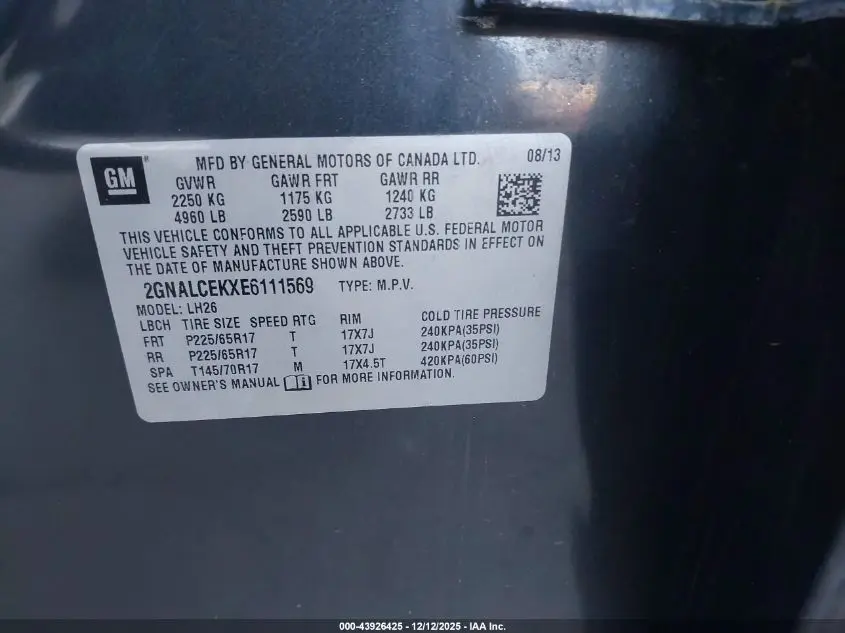 2014 CHEVROLET EQUINOX 2LT