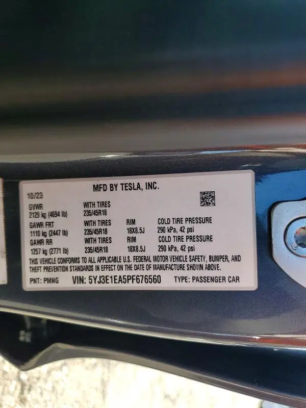 2023 TESLA MODEL 3   