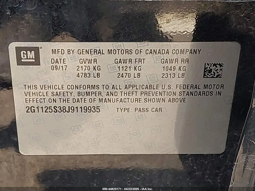2018 CHEVROLET IMPALA 2LZ