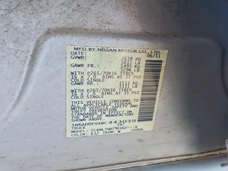 2011 NISSAN FRONTIER S  