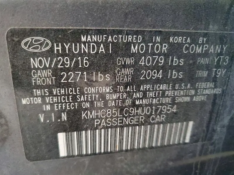 2017 HYUNDAI IONIQ LIMITED  