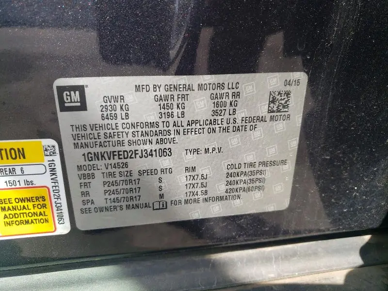 2015 CHEVROLET TRAVERSE LS  