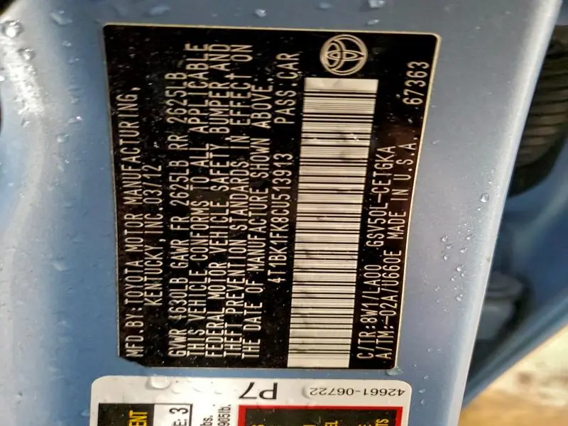 2012 TOYOTA CAMRY SE  