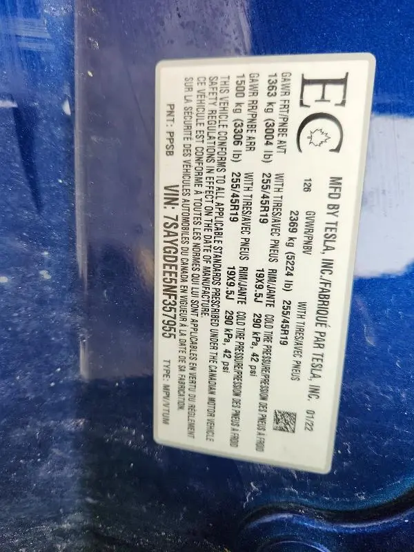 2022 TESLA MODEL Y   