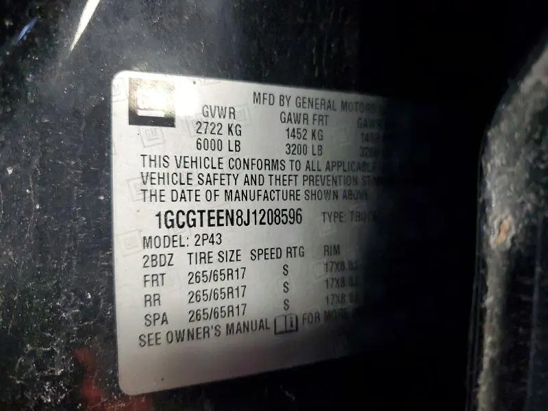 2018 CHEVROLET COLORADO ZR2  