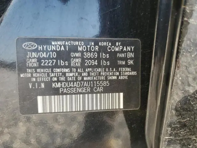 2010 HYUNDAI ELANTRA BLUE