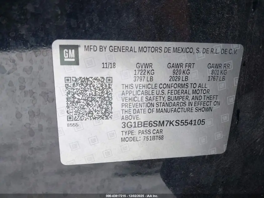 2019 CHEVROLET CRUZE LT