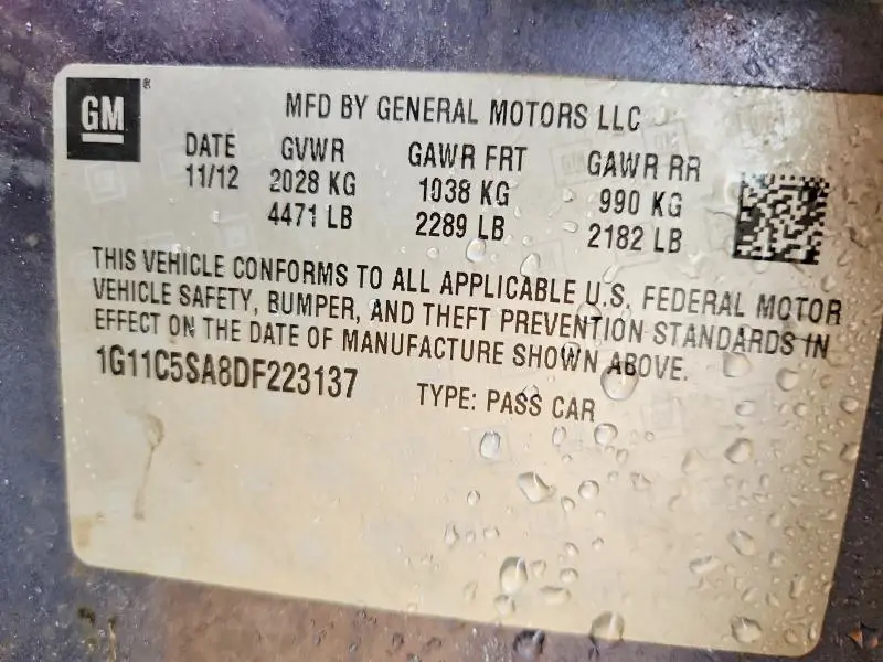 2013 CHEVROLET MALIBU 1LT  