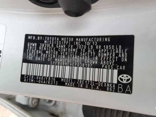 2014 TOYOTA COROLLA L  